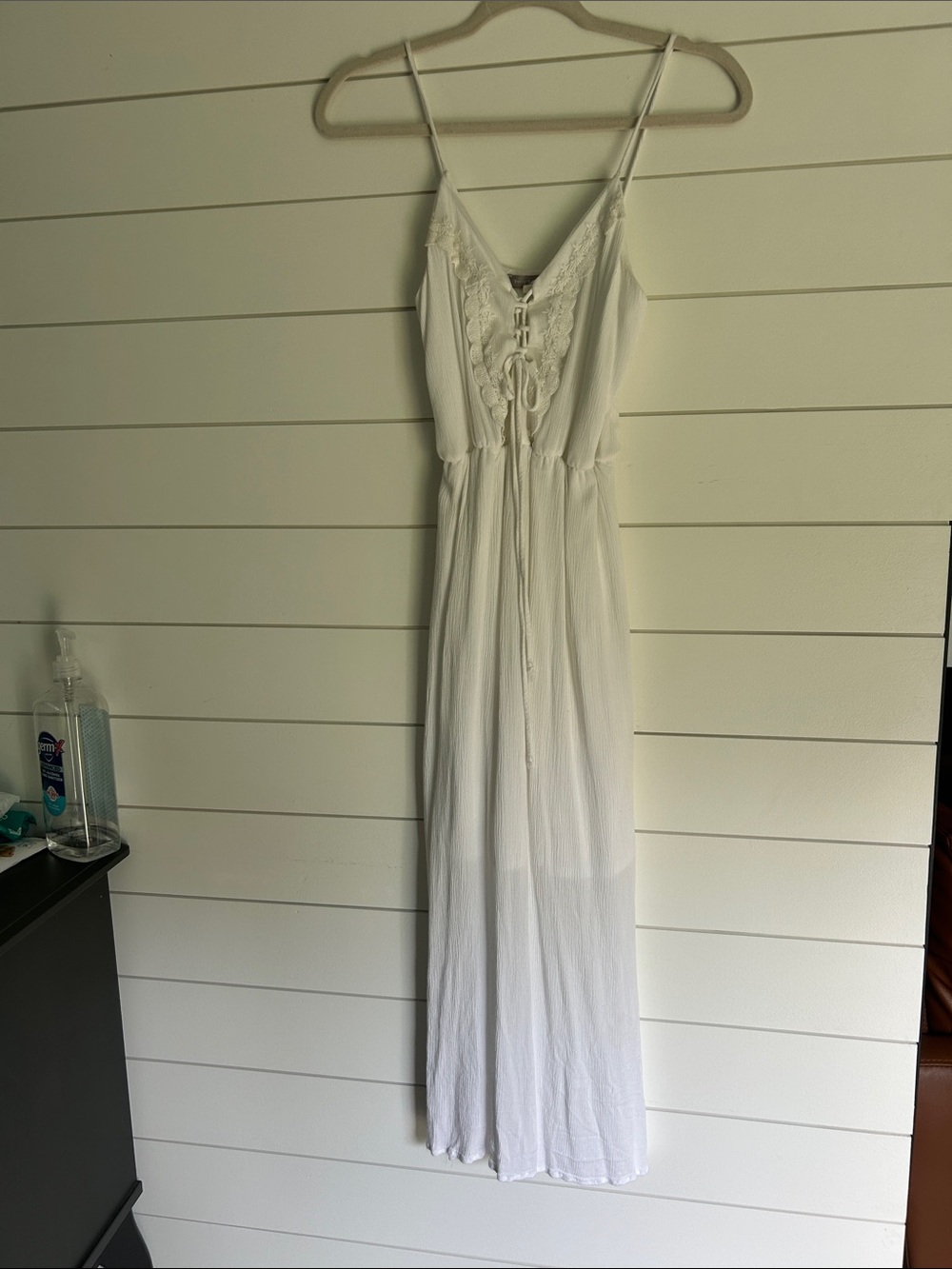 Purple Snow White Lace-Up Spaghetti Strap Maxi Dress